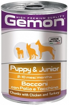 Gemon Dog Puppy&Junior chunks with chicken & turkey 415 .