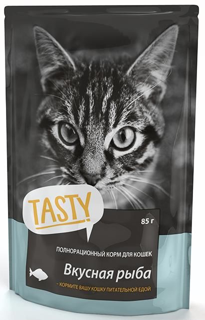 Tasty паучи для кошек с рыбой в желе 85 гр.