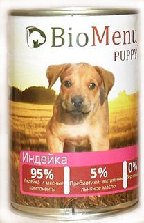 BioMenu puppy консервы для щенков индейка 95% мяса 410 гр.