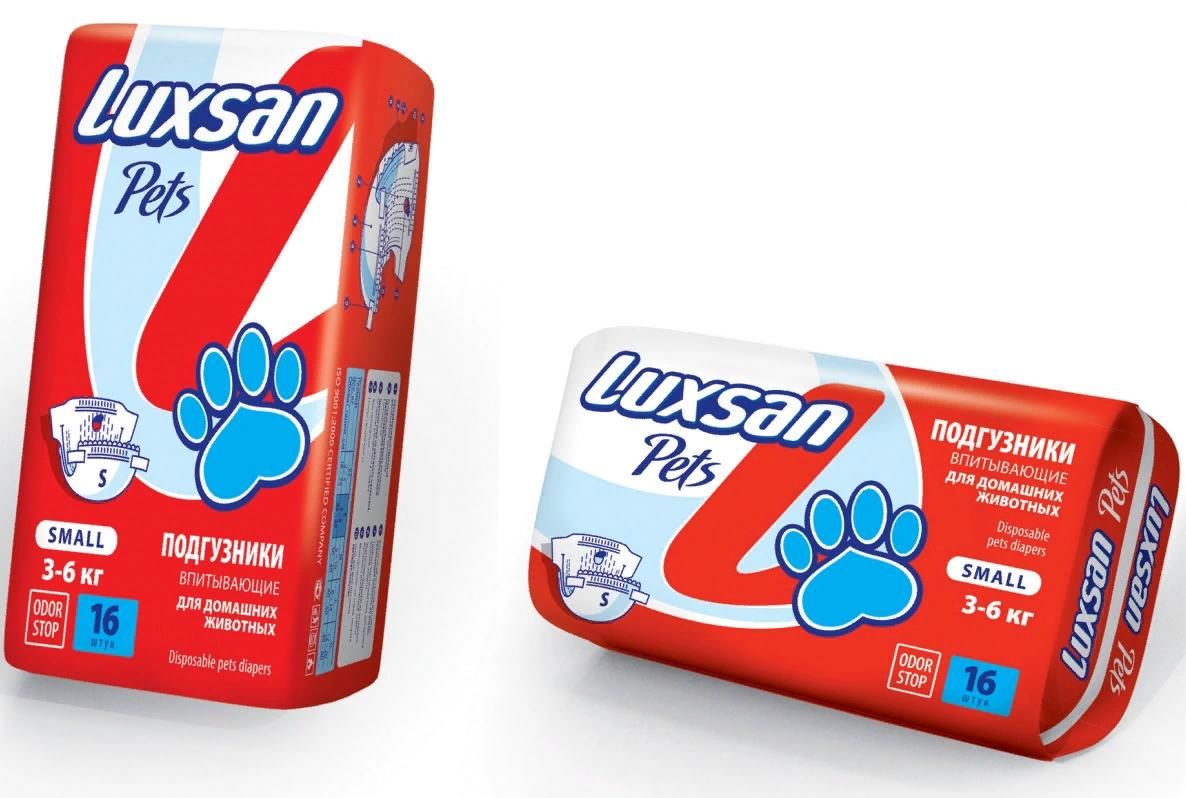 Luxsan подгузники для животных: 3-6 кг, 16 шт Small