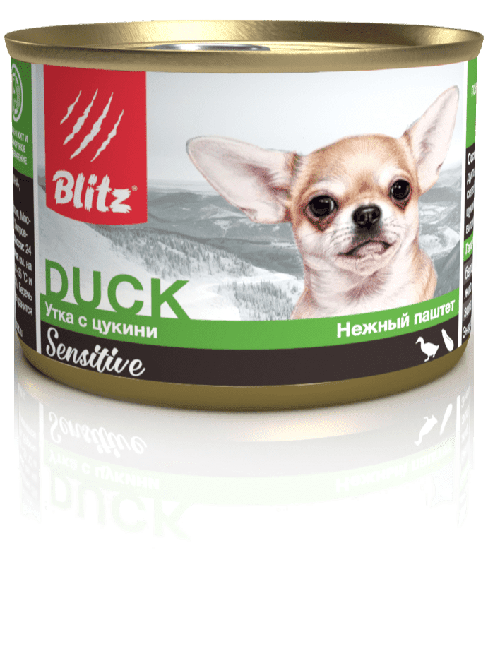 Blitz Sensitive для собак с уткой и цукини 200 гр.