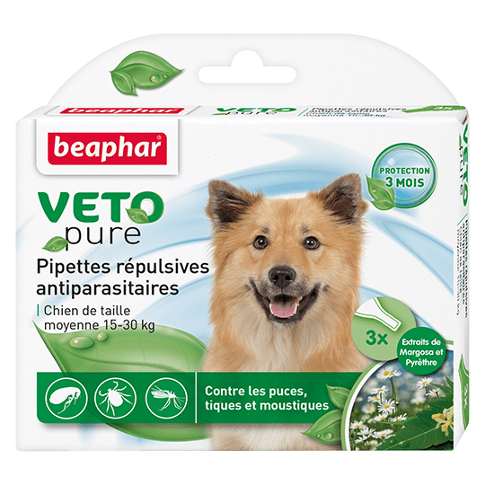 Beaphar Биокапли VETO pure от паразитов для собак средних пород 3 пипетки