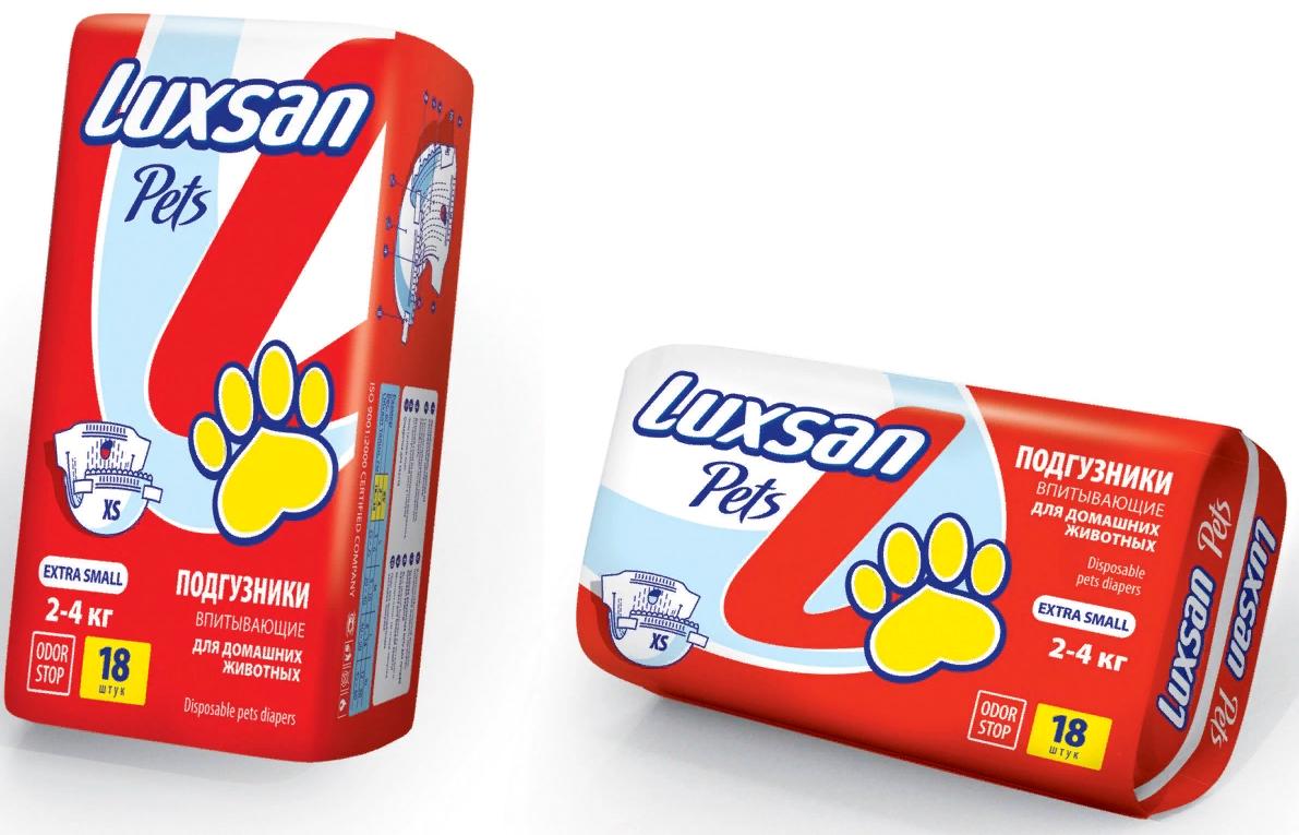 Luxsan подгузники для животных: 2-4 кг, 18 шт., X-small