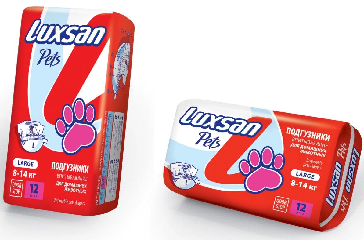 Luxsan подгузники для животных: 8-14 кг, 12 шт. Large