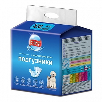 Cliny подгузники для собак 25-40 кг размер XXL (6 шт.)