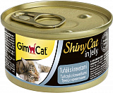 GimCat ShinyCat для кошек тунец с креветками 70 гр.