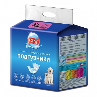 Cliny подгузники для собак 15-30 кг размер XL (7 шт.)