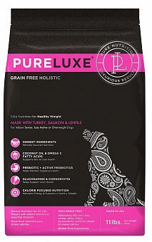 PureLuxe Elite Nutrition for healthy weight dogs with turkey, salmon & lentils
