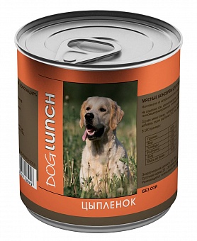 Dog Lunch консервы для собак цыпленок в желе 750 гр.