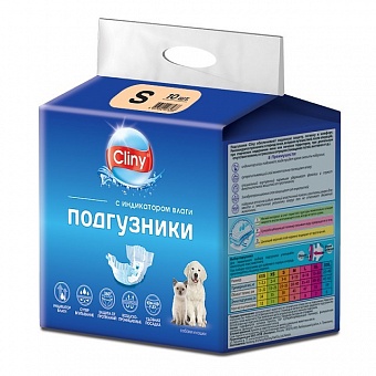 Cliny подгузники для собак 3-6 кг размер S (10 шт.)