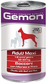Gemon Dog Maxi Adult Maxi chunks with beef & rice 1250 гр.