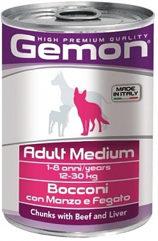 Gemon Dog Medium Adult chunks with beef & liver 415 гр.