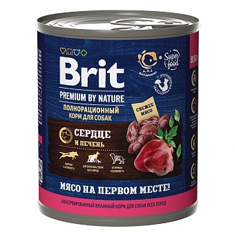 Brit Premium By Nature с сердцем и печенью 850 гр.