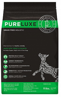 PureLuxe Elite Nutrition for healthy activity dogs with turkey & salmon