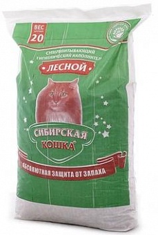 Сибирская Кошка древесный наполнитель "Лесной" 20 кг.