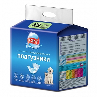 Cliny подгузники для собак 2-4 кг размер XS (11 шт.)