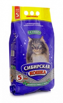 Сибирская Кошка комкующийся наполнитель "Супер" 5 кг. (5л.)